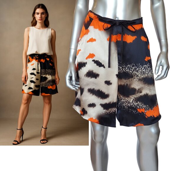 GIORGIO ARMANI SHORTS SILK PRINT DRAWSTRING WAIST sz 40 US 4